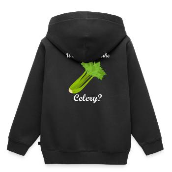 Alimentation saine : légumes, céleri, consommation - Sweat Premium à capuche enfant bio - noir - Dos - AI Model Kid Male (0cm)