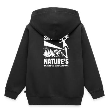 Slackline with a view, in nature's beautiful - Kids Premium Organic Hoodie - black - Back - AI Model Kid Male (0cm)