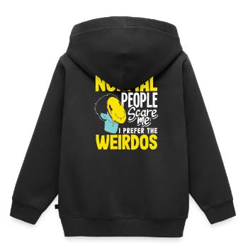 Normal people scare me. I prefer the weirdos - Kinder Premium Organic Hoodie - Schwarz - Hinten - AI Model Kid Male (0cm)