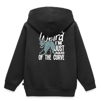 Je ne suis pas bizarre, je suis juste en avance sur la courbe - Sweat Premium à capuche enfant bio - noir - Dos - AI Model Kid Male (0cm)