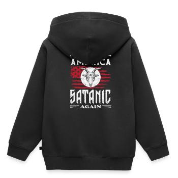 Satan Make America Satanic Again Occult - Kinder Premium Organic Hoodie - Schwarz - Hinten - AI Model Kid Male (0cm)