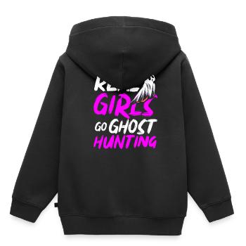 De vraies filles partent à la chasse aux fantômes à Halloween - Sweat Premium à capuche enfant bio - noir - Dos - AI Model Kid Male (0cm)