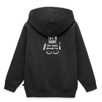 Das Leben Ist Kurz, Ihre Wimpern Sollten Nicht Im - Kinder Premium Organic Hoodie - Schwarz - Hinten - AI Model Kid Male (0cm)