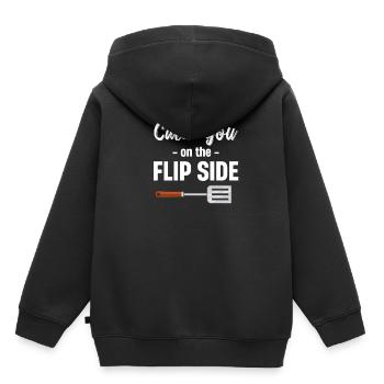 Catch You On The Flipside Spatel Wortspiele - Kinder Premium Organic Hoodie - Schwarz - Hinten - AI Model Kid Male (0cm)