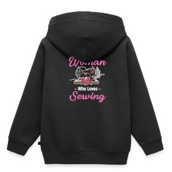 Nur Eine Frau, Die Es Liebt, Zu Nähen, - Kinder Premium Organic Hoodie - Schwarz - Hinten - AI Model Kid Male (0cm)