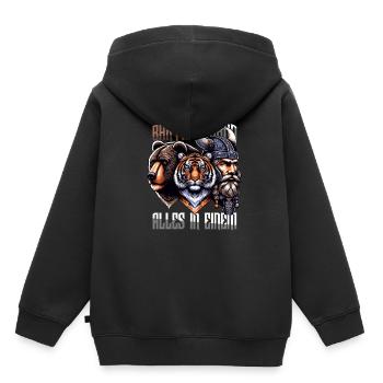 Bärtigermann alles in einem Wikinger - Kinder Premium Organic Hoodie - Schwarz - Hinten - AI Model Kid Male (0cm)