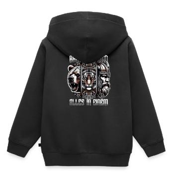 Bärtigermann alles in einem Wikinger - Kinder Premium Organic Hoodie - Schwarz - Hinten - AI Model Kid Male (0cm)