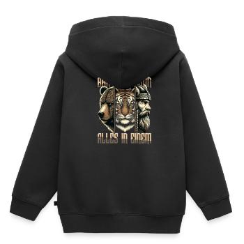 Bärtigermann alles in einem Wikinger - Kinder Premium Organic Hoodie - Schwarz - Hinten - AI Model Kid Male (0cm)