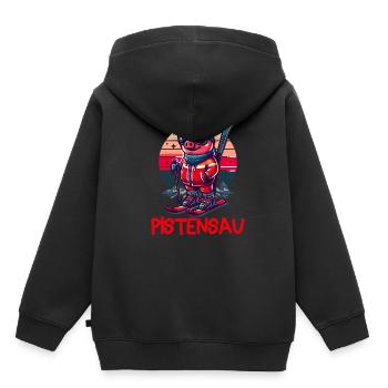 Pistensau - Perfekt für Skifahrer und Après-Ski - Kinder Premium Organic Hoodie - Schwarz - Hinten - AI Model Kid Male (0cm)