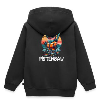 Pistensau - Perfekt für Skifahrer und Après-Ski - Kinder Premium Organic Hoodie - Schwarz - Hinten - AI Model Kid Male (0cm)