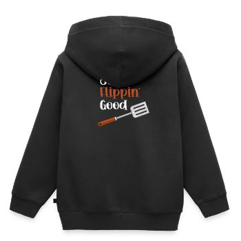 So Flippin' Good Spatula Wortspiele Utensil - Kinder Premium Organic Hoodie - Schwarz - Hinten - AI Model Kid Male (0cm)