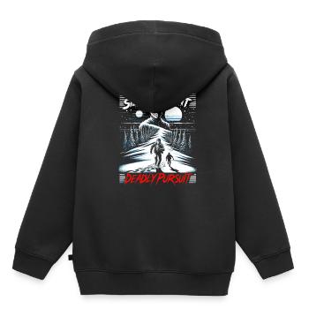 Douce nuit, poursuite mortelle - Poursuite d’horreur hivernale - Sweat Premium à capuche enfant bio - noir - Dos - AI Model Kid Male (0cm)