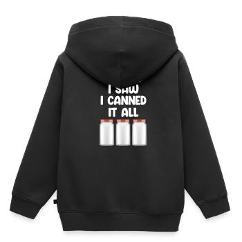 Je suis venu, j’ai vu que j’avais tout mis en conserve pour - Sweat Premium à capuche enfant bio - noir - Dos - AI Model Kid Male (0cm)