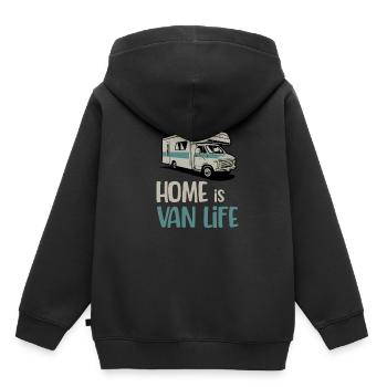 La maison est Vanlife Travelling RV - Sweat Premium à capuche enfant bio - noir - Dos - AI Model Kid Male (0cm)
