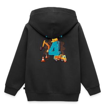 Baumaschinen 4 Geburtstag - Kinder Premium Organic Hoodie - Schwarz - Hinten - AI Model Kid Male (0cm)