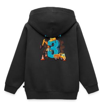 Baumaschinen 3 Geburtstag - Kinder Premium Organic Hoodie - Schwarz - Hinten - AI Model Kid Male (0cm)