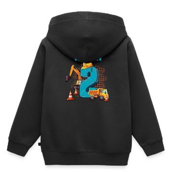 Baumaschinen 2 Geburtstag - Kinder Premium Organic Hoodie - Schwarz - Hinten - AI Model Kid Male (0cm)