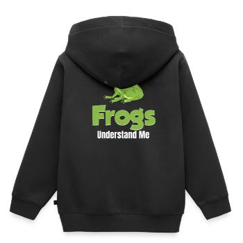 Les grenouilles me comprennent drôle d’amant de grenouille - Sweat Premium à capuche enfant bio - noir - Dos - AI Model Kid Male (0cm)