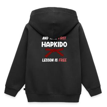 Berühre Mich Und Deine Erste Hapkido-lektion Ist - Kinder Premium Organic Hoodie - Schwarz - Hinten - AI Model Kid Male (0cm)