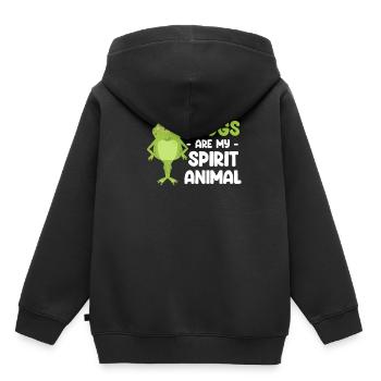 Les grenouilles sont mon animal de pouvoir Cottagecore Axolotl - Sweat Premium à capuche enfant bio - noir - Dos - AI Model Kid Male (0cm)