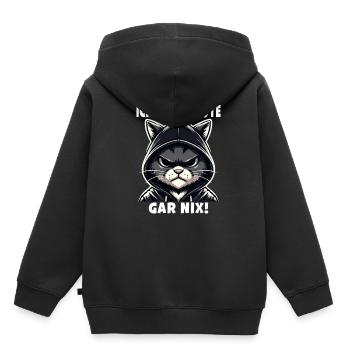 Ich muss heute gar nix! Sarkastisches - Kinder Premium Organic Hoodie - Schwarz - Hinten - AI Model Kid Male (0cm)
