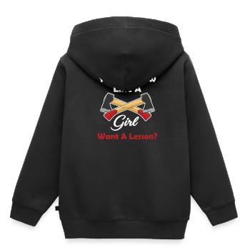 Ja, Ich Werfe Wie Ein Mädchen Will Eine Lektion - Kinder Premium Organic Hoodie - Schwarz - Hinten - AI Model Kid Male (0cm)