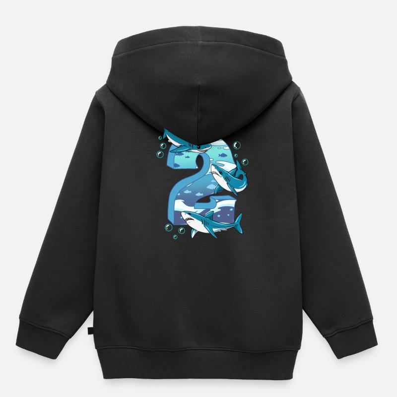 Requin du 2e anniversaire - Sweat Premium à capuche enfant bio - noir