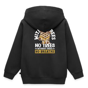 Apiculteur Heartbeat Nid d’abeille Amour Pollinisation - Sweat Premium à capuche enfant bio - noir - Dos - AI Model Kid Male (0cm)