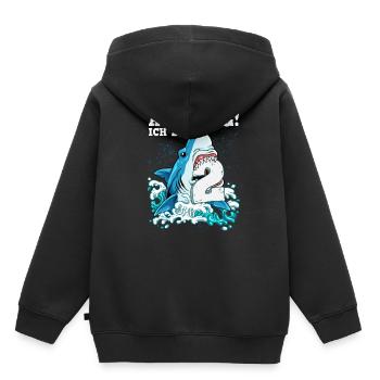 Requin du 2e anniversaire - Sweat Premium à capuche enfant bio - noir - Dos - AI Model Kid Male (0cm)