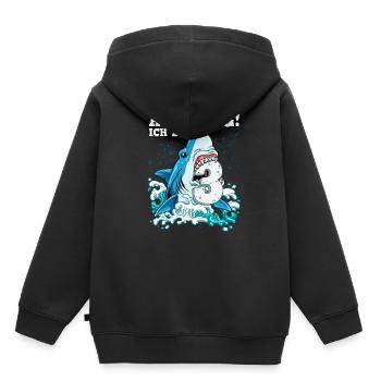 Requin du 3e anniversaire - Sweat Premium à capuche enfant bio - noir - Dos - AI Model Kid Male (0cm)