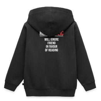 Readaholic obtient son ami en faveur du - Sweat Premium à capuche enfant bio - noir - Dos - AI Model Kid Male (0cm)