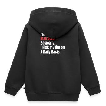 Je suis moniteur d’auto-école. En gros, je risque mon - Sweat Premium à capuche enfant bio - noir - Dos - AI Model Kid Male (0cm)
