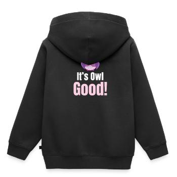 C’est bon hibou ! Costume d’Halloween Jeux de mots - Sweat Premium à capuche enfant bio - noir - Dos - AI Model Kid Male (0cm)