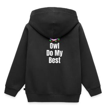 Hibou faire mes meilleurs jeux de mots - Sweat Premium à capuche enfant bio - noir - Dos - AI Model Kid Male (0cm)