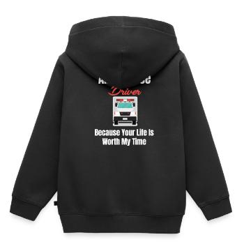 Krankenwagenfahrer, Weil Ihr Leben Meine Zeit - Kinder Premium Organic Hoodie - Schwarz - Hinten - AI Model Kid Male (0cm)