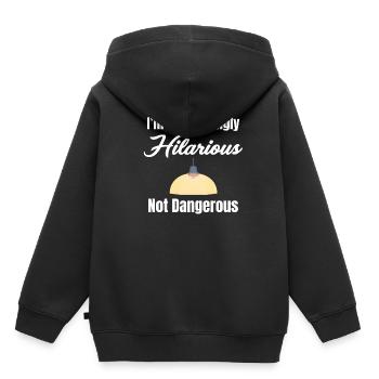 Je suis électrisante et hilarante, non - Sweat Premium à capuche enfant bio - noir - Dos - AI Model Kid Male (0cm)