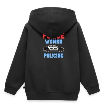 Polizistin, Die Weibliche Polizisten Polizei, - Kinder Premium Organic Hoodie - Schwarz - Hinten - AI Model Kid Male (0cm)
