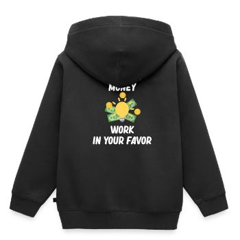 Nous faisons travailler l’argent en votre faveur. - Sweat Premium à capuche enfant bio - noir - Dos - AI Model Kid Male (0cm)