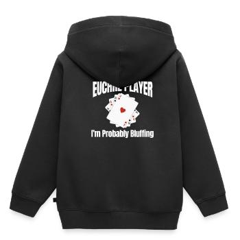 Je suis un joueur d'Euchre, je bluffe - Sweat Premium à capuche enfant bio - noir - Dos - AI Model Kid Male (0cm)