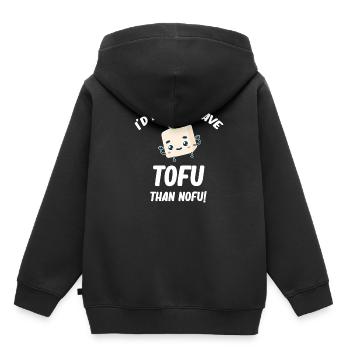 Je préfère avoir du tofu que du tempeh nofu, du miso asiatique - Sweat Premium à capuche enfant bio - noir - Dos - AI Model Kid Male (0cm)