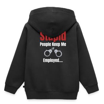 Dumme Leute Halten Mich Angestellt Lustiger - Kinder Premium Organic Hoodie - Schwarz - Hinten - AI Model Kid Male (0cm)