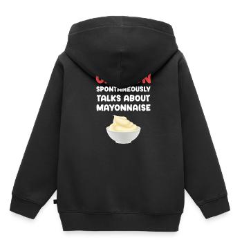 Prudence parle spontanément de mayonnaise sucrée - Sweat Premium à capuche enfant bio - noir - Dos - AI Model Kid Male (0cm)