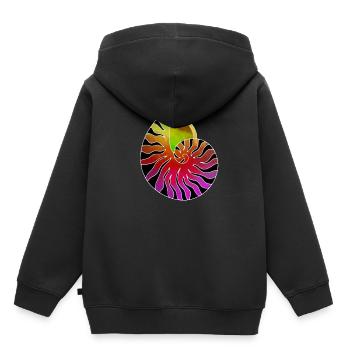 Muschel lila gruen schwarz - Kinder Premium Organic Hoodie - Schwarz - Hinten - AI Model Kid Male (0cm)