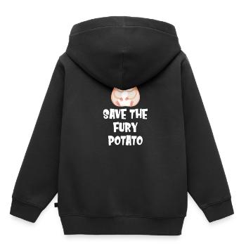 Retten Sie Den Pelzigen Kartoffelliebhaber - Kinder Premium Organic Hoodie - Schwarz - Hinten - AI Model Kid Male (0cm)