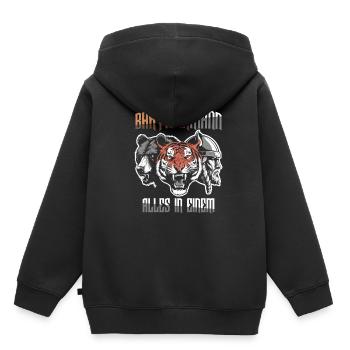 Bärtigermann alles in einem Wikinger - Kinder Premium Organic Hoodie - Schwarz - Hinten - AI Model Kid Male (0cm)