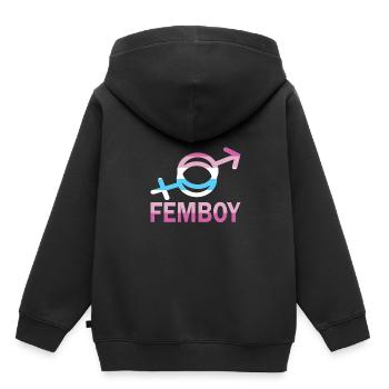 Femboy Feminine Boy Crossdressing - Kinder Premium Organic Hoodie - Schwarz - Hinten - AI Model Kid Male (0cm)