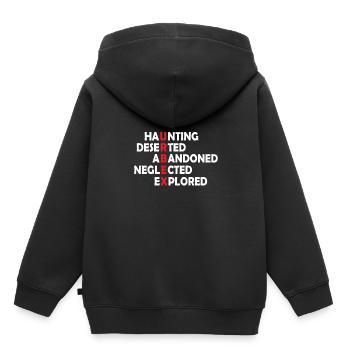 Urban exploration Urbexing Lost Places - Kinder Premium Organic Hoodie - Schwarz - Hinten - AI Model Kid Male (0cm)