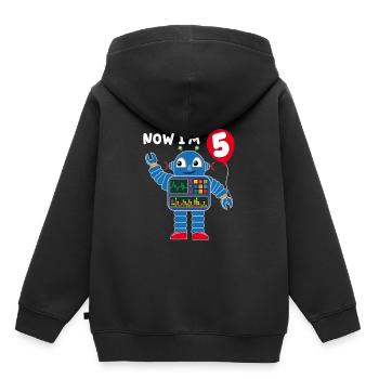 Roboter fünfter 5. Geburtstag - Kinder Premium Organic Hoodie - Schwarz - Hinten - AI Model Kid Male (0cm)