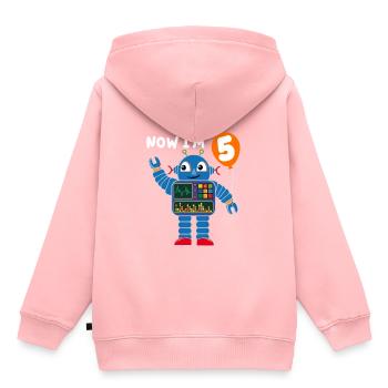 Roboter 5. Geburtstag - Kinder Premium Organic Hoodie - Rosa - Hinten - AI Model Kid Female (0cm)