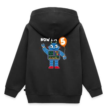 Roboter 5. Geburtstag - Kinder Premium Organic Hoodie - Schwarz - Hinten - AI Model Kid Male (0cm)